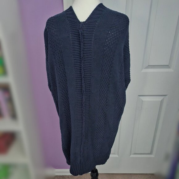 Agnes & Dora Dark Blue Large Knit Long Sleeve Cardigan - Picture 3 of 7
